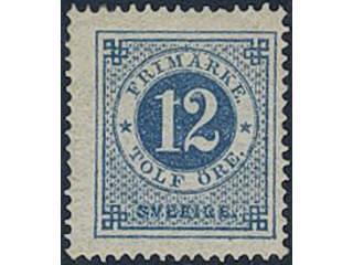Sweden, Sverige, Sverige, Sverige. Facit 21m ★, 12 öre blue. Very fine. Opinion (shade) …