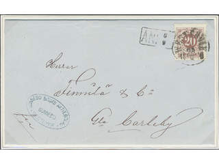 Vackert brev med 20 öre singelfrankering till Finland, stämplat WESTERWIK 28.8.1878