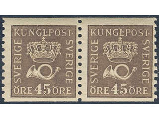 Sweden. Facit 160 ★★ , 45 öre brown type I, pair. SEK 3400