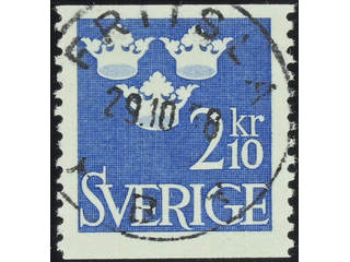 Sweden. Facit 310 used , 1954 Three Crowns 2.10 Kr blue-ultramarine. EXCELLENT …