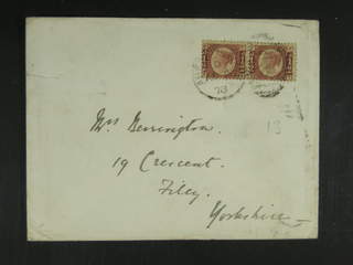 Britain. Michel 36 cover , 1870 Queen Victoria small size ½ d rose-red, watermark "half …