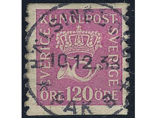Sweden. Facit 172 used , 120 öre rose-lilac. EXCELLENT cancellation HÄLSINGBORG 10.12.38.