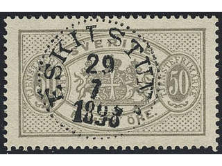 Sweden. Official Facit Tj23 used , 50 öre grey, perf 13. EXCELLENT cancellation …