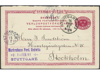 Sweden. Postal stationery, double postcard Facit bKd13 , Response card 10 öre sent from …