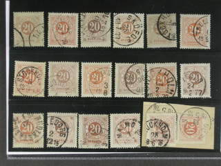 Sweden. Facit 22 used , 20 öre orange, eighteen used copies. Shades, varieties, …