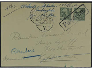 Sweden. Facit 271BB. DENMARK. Danish boxed cancellation PAQUEBOT on postcard sent to …