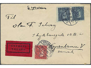 Sweden. Facit 176A, 183 cover , 15+2x25 öre on special delivery cover sent from …