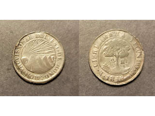 Honduras 2 reales 1848 TG CREZCA, VF Ex. Richard Stuart