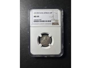 Brittiska Västafrika George V (1910-1936) 6 pence 1919 H, UNC, NGC MS64