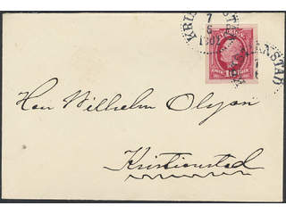 Sweden. Facit 54v1e1 on cover, Oscar II 10 öre bright carmine imperf variety on inland …