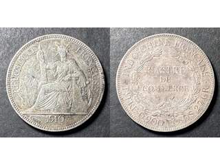 Franska Indokina 1 piastre 1910, VF-XF, bra år
