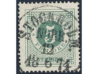 Sweden. Facit 19d used , 5 öre blue-green. EXCELLENT cancellation STOCKHOLM NORR …