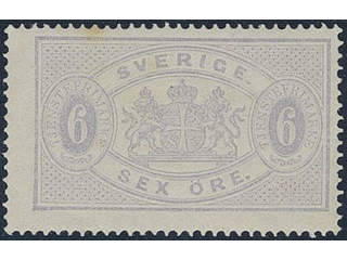 Sweden. Official Facit Tj4d ★★, 6 öre bluish violet, perf 14. Light spot. Opinion Mats …