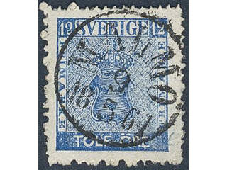 Sweden. Facit 9c2 used , 12 öre blue. Superb cancellation MALMÖ 9.5.1861.