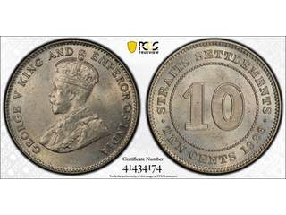 Malaysia George V (1910-1936) 10 cents 1926, UNC, PCGS MS65