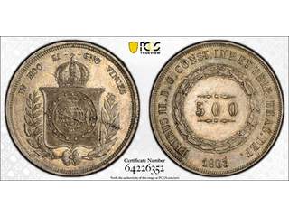 Brasilien Pedro II (1831-1889) 500 reis 1863, AU/UNC, PCGS MS62