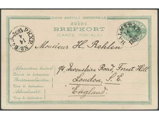 Sweden. Postal stationery, Single postcard, Facit bKe5, Postcard 15 öre sent from …