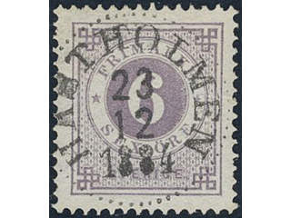 Sweden, Sverige, Sverige, Sverige. Facit 31g used, 6 öre bluish lilac on white paper. …