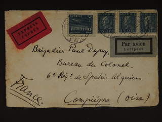 Sweden. Air mail cover Facit 183, 231 , 10+3x25 öre on special delivery air mail cover …