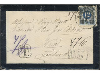 Sweden. Facit 32 cover , 12 öre on insufficiently prepaid cover with content sent from …