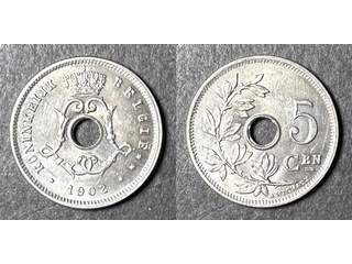 Belgien Leopold II (1865-1909) 5 centimes 1902, UNC Holländsk text