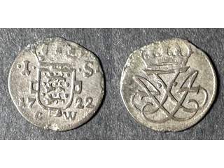Danmark Fredrik IV (1699-1730) 1 skilling 1722, 1+/01