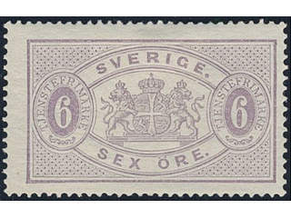 Sweden. Official Facit Tj4e ★, 6 öre lilac, perf 14. SEK 2200