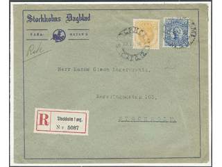 Sweden. Facit 72, 85 cover , 2+20 öre on local regsitered cover cancelled STOCKHOLM …