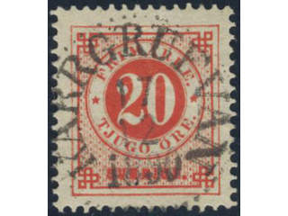 Sweden, Sverige, Sverige, Sverige. Facit 46d used, 20 öre dark orange-red on yellowish …