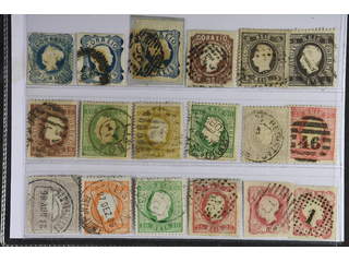 Portugal. Used 1853–1879. All different, e.g. Mi 2, 6, 10, 12 I, 25, 35-37, 39,-41, 45, …