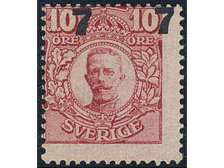 Sweden. Facit 99v1 ★★, Surcharge 7 / 10 öre misplaced surcharge. The old denominations …