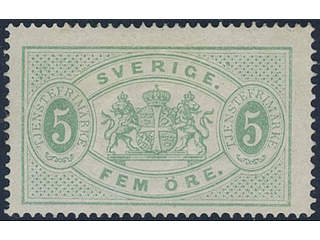 Sweden, Sverige, Sverige, Sverige. Official Facit Tj3a ★, 5 öre bluish green, perf 14. …
