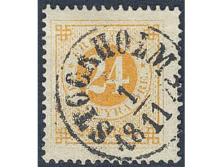 Sweden. Facit 24a used , 24 öre orange on yellowish paper. Beautiful copy cancelled …