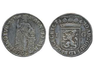 Coins, Netherlands, Gelderland. KM 65.2, 1 gulden 1705. 10.32 g. VF.