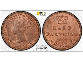 Storbritannien Queen Victoria (1837-1901) 1/2 farthing 1844, XF-UNC, PCGS MS63RB