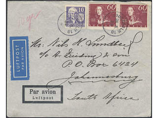Sweden. Air mail cover Facit 265, 259A , 10+2x60 öre on air mail cover sent from …
