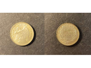 Chile 10 centavos 1904, AU/UNC