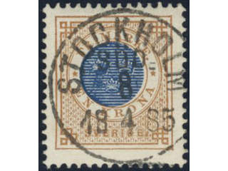Sweden, Sverige, Sverige, Sverige. Facit 38e used, 1 Krona orange-brown/dark blue on …