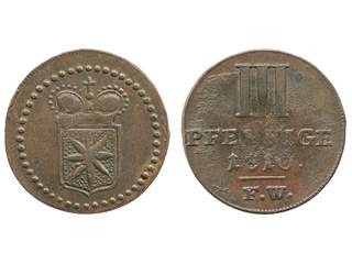 Coins, Germany, Waldeck. Friedrich (1763-1812), KM C-45a, 3 pfennig 1810. Jaeger 6. VF-XF.