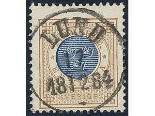 Sweden, Sverige, Sverige, Sverige. Facit 38e used, 1 Krona orange-brown/dark blue on …