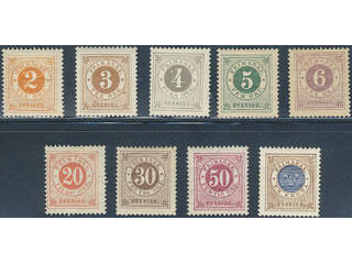 Sweden. Facit 40–44, 46–49 ★, SET (9). A few short perfs. SEK 6130 for cheapest shade