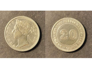 Straits Settlements Queen Victoria (1837-1901) 20 cents 1901, AU lätt rengjord
