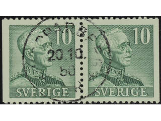 Sweden. Facit 274BB used , 1948 Gustaf V large numerals 10 öre green, pair. EXCELLENT …