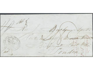 South Africa. Unfranked over sent to London 1849 wiyh oval Crown canel GENERAL POST …