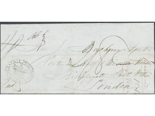 South Africa. Unfranked over sent to London 1849 wiyh oval Crown canel GENERAL POST …