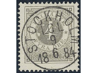 Sweden, Sverige, Sverige, Sverige. Facit 29d used, 4 öre deep grey-grey. Superb …
