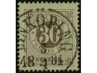 Sweden. Facit 35h used , 30 öre black-brown on soft paper. Superb cancellation LINKÖPING …