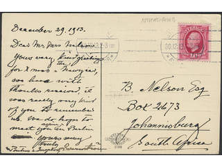 Sweden. Facit 54e2 on cover, Oscar II 10 öre reddish carmine on postcard to South …