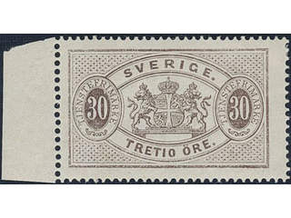Sweden. Official Facit Tj8b ★, 30 öre brown, perf 14. Fresh margin copy. SEK 3400