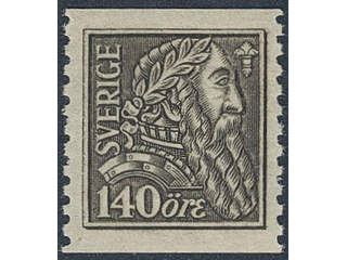 Sweden. Facit 155b ★★, 1921 Gustaf Vasa 140 öre black. B-ppr. Superb quality. SEK 800